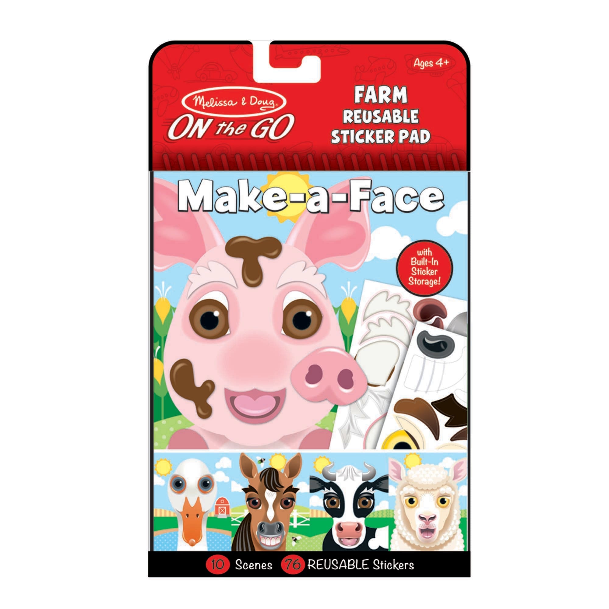 Make-a-Face – Farm Reusable Sticker Pad – On the Go Travel Activity