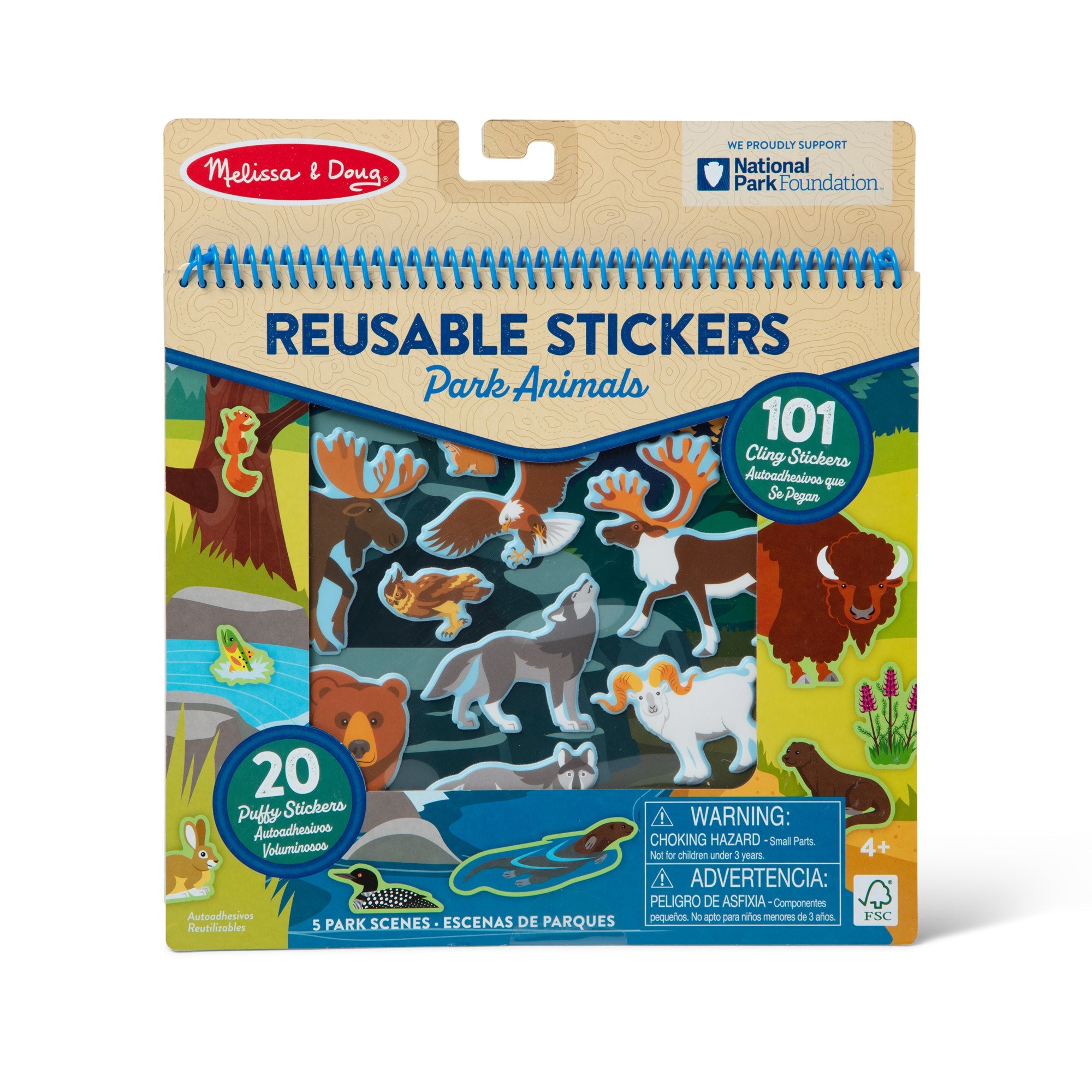 National Parks Reusable Stickers – Park Animals (5 Scenes, 121 Stickers)