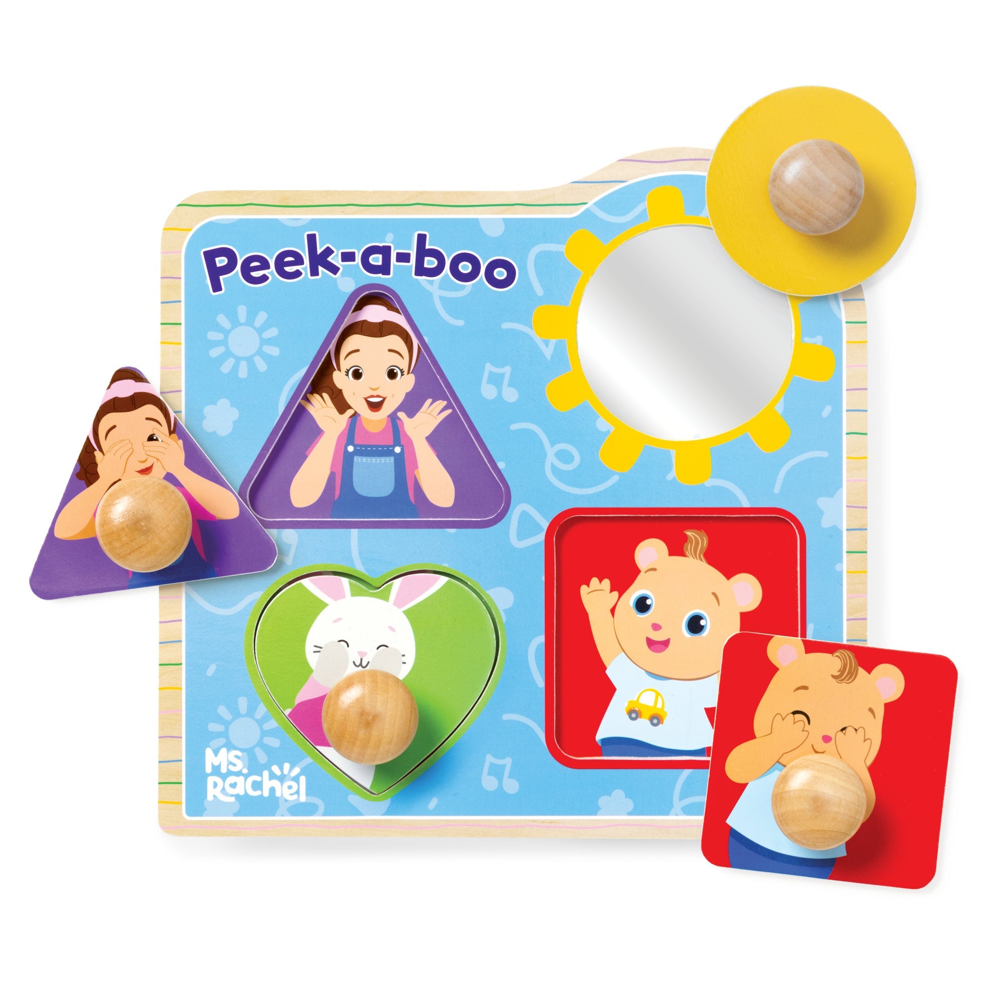 Ms. Rachel™ Wooden Peek-a-Boo Jumbo Peg Puzzle – 4 Pieces