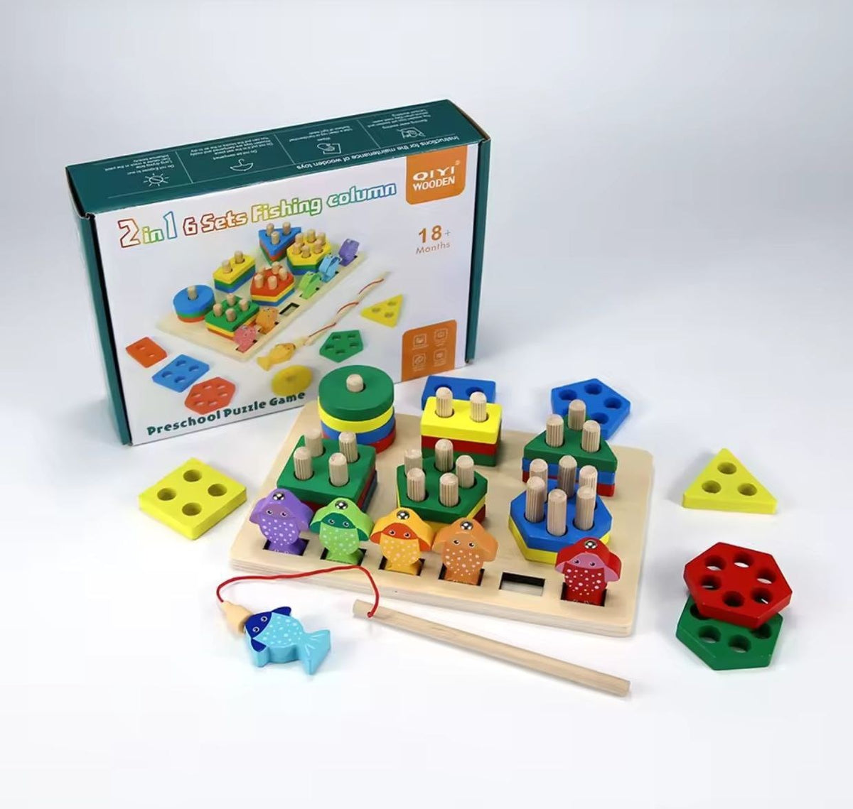 لعبة صيد السمك مع الأشكال الهندسية