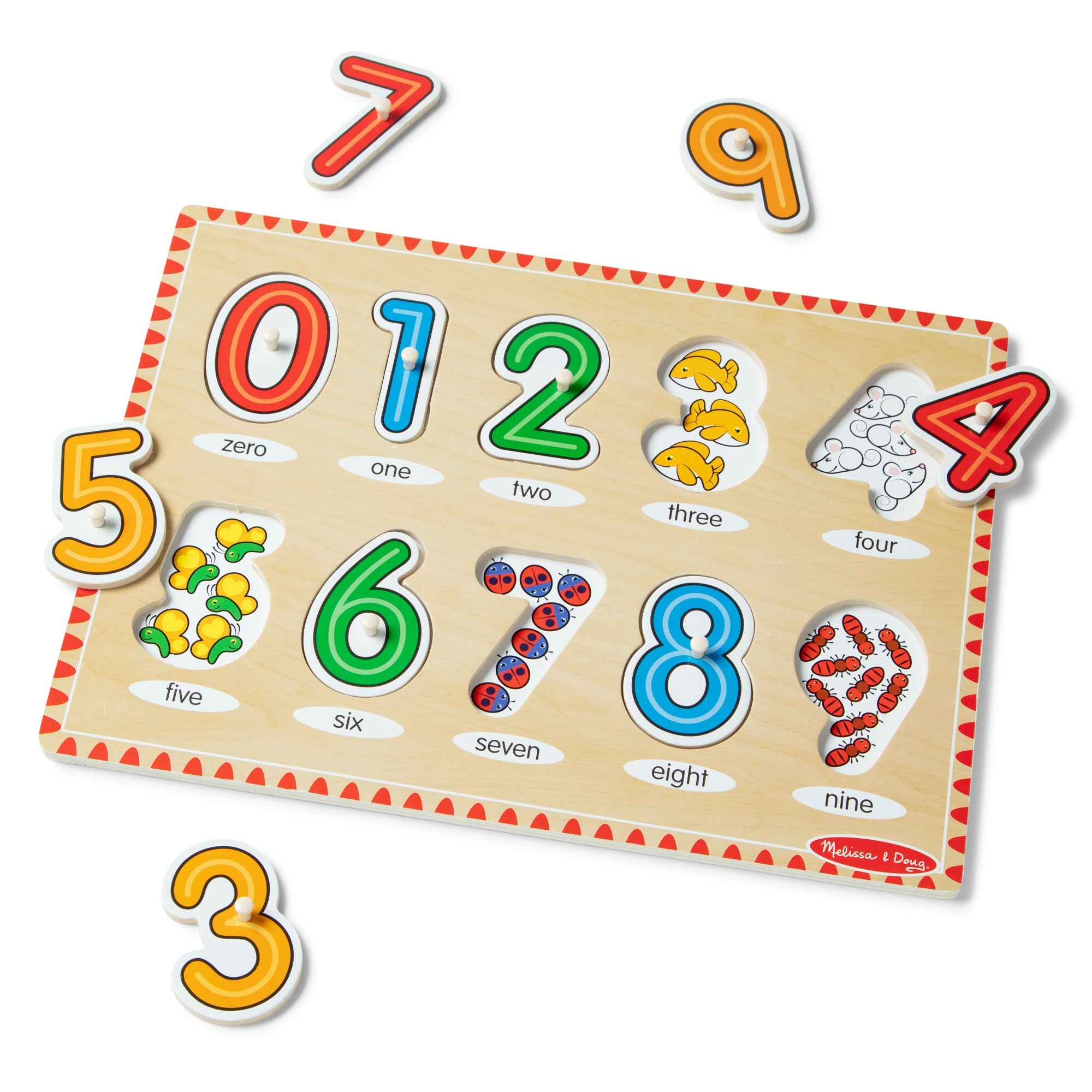 Lift & See Numbers Peg Puzzle - 10 Pieces