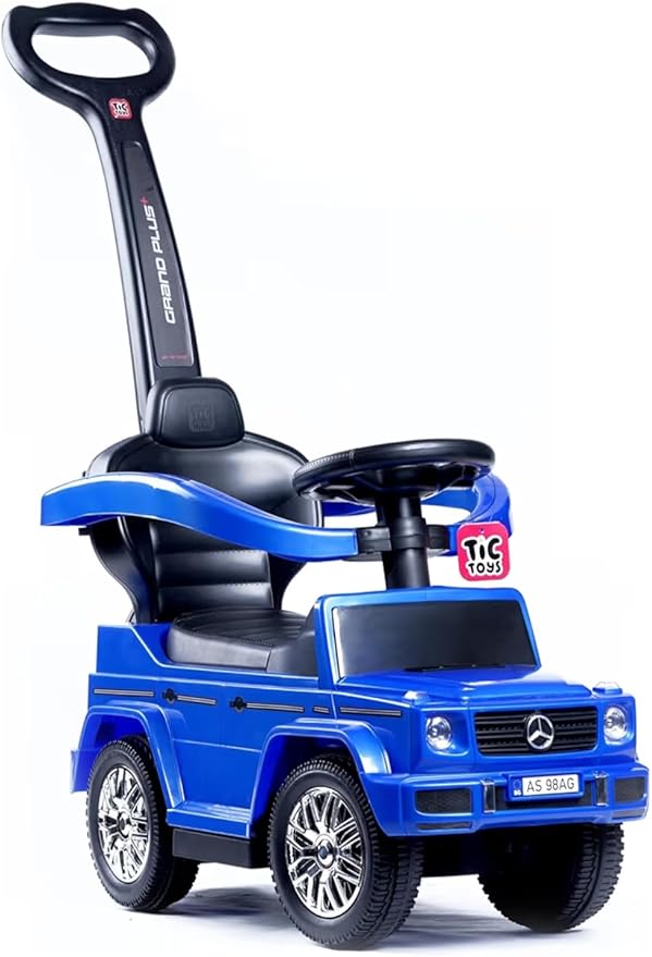 سيارة مرسيدس  (Grand plus )للأطفال 3 في 1 - دفع وتوجيه يدوي - أزرق ملكي