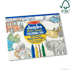 Jumbo 50-Page Kids' Coloring Pad - Space, Sharks, Sports, and More